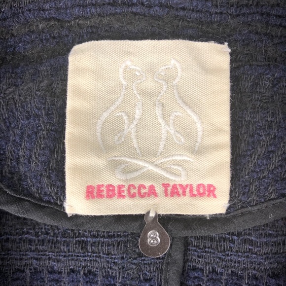 Rebecca Taylor Tweed Blazer with Frayed Edges Navy - Picture 9 of 16